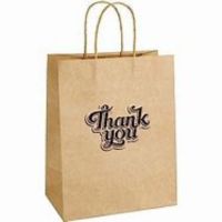 Medium brown twisted handle paper gift bag.
